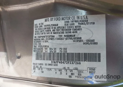 2002 Ford Mustang from USA, damaged, VIN 1FAFP40472F237266